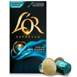 Kapsułki aluminiowe L'OR Papua New Guinea Espresso, Intensywność 7 - 10 sztuk, do ekspresów Nespresso®*