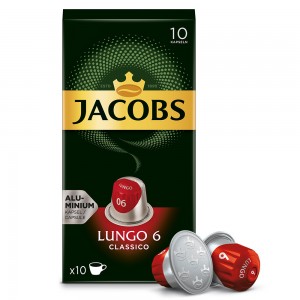 Kapsułki Jacobs Lungo 6 Classico, intensywność 6 - 10 sztuk, do ekspresów Nespresso® Original*