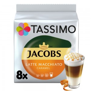 Kapsułki Tassimo Jacobs Latte Macchiato Caramel 8 kaw białych, rozmiar XL