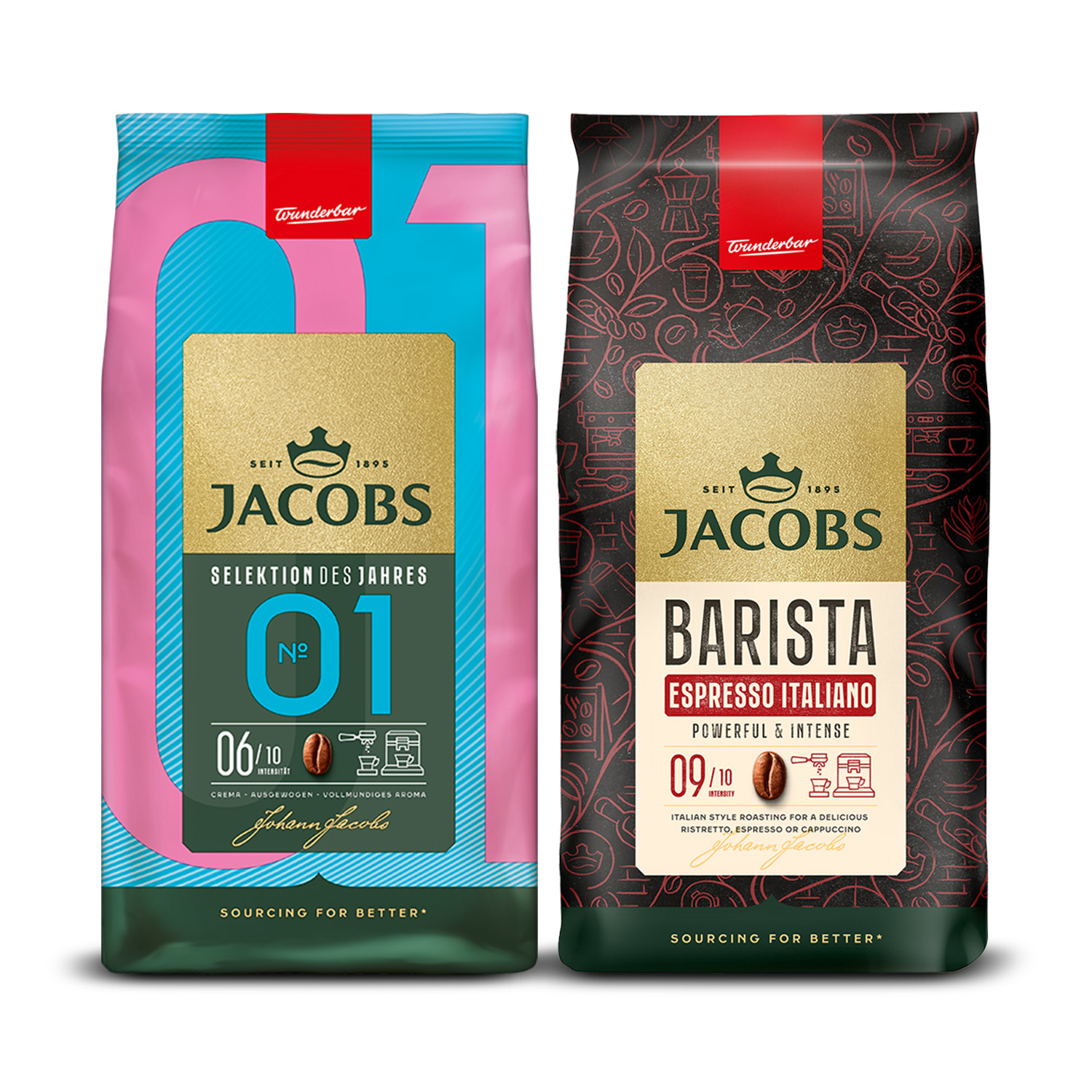 Zestaw Jacobs 2kg kawy ziarnistej Jacobs Barista Editions Espresso Italiano i Jacobs Selection Of The Year No- 1