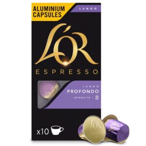 Kapsułki aluminiowe L'OR Profondo Lungo, intensywność 8 - 10 sztuk, do ekspresów Nespresso® Original*