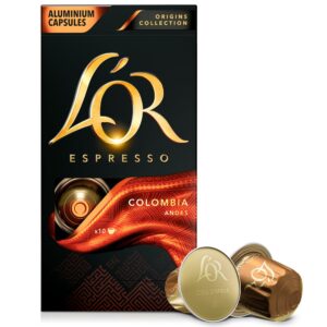 Kapsułki aluminiowe L'OR Colombia Espresso, intensywność 8 - 10 sztuk, do ekspresów Nespresso® Original*