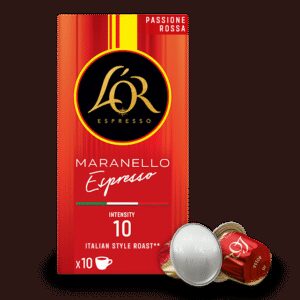 Kapsułki aluminiowe L’OR Passione Rossa Espresso Maranello, intensywność 10 - 10 sztuk, do ekspresów Nespresso® Original*